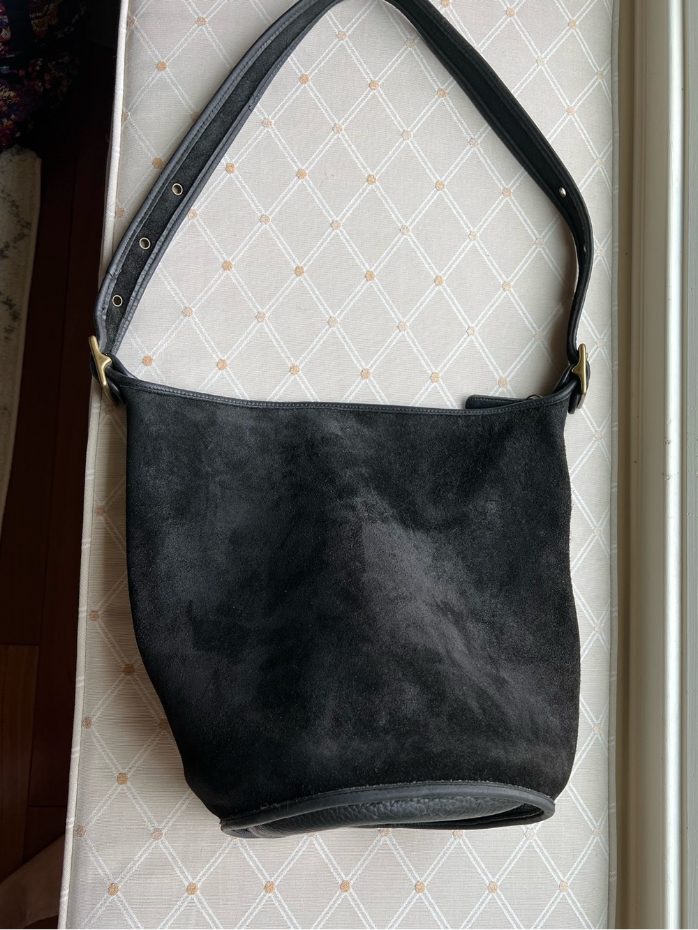COACH Vintage Berkely Duffle Sac 9010 Black Leather & Suede Ruff Out XL - Picture 2 of 15